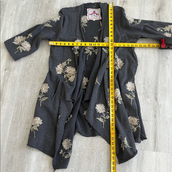 Johnny Was Margarit Wrap Embroidered Cardigan Kimono Gray Womens L Boho Folk - Picture 10 of 13